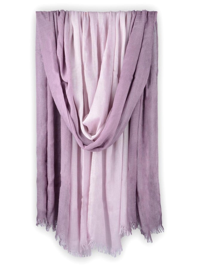 Iristide Two-tone Linen Scarf for Women Lightweight Summer Wrap Cotton Shawl Beach Travel Pashmina Gauze 75"×35",Light Purple/Dark Purple - Image 1